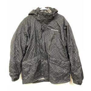 COLUMBIA SPORTSWEAR Zip Black Print Ski Jacket Men's Size L Fleece Lined Winter